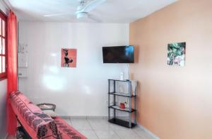 TV a/nebo společenská místnost v ubytování Appartement moderne avec vue mer à Bouillante, 50 m²