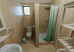 a small bathroom with a toilet and a shower at Apartamento Abajo, Casa la Costa in La Costa +22 photos