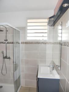 Koupelna v ubytování Appartement spacieux à Bouillante avec piscine partagée + 8 fotografií