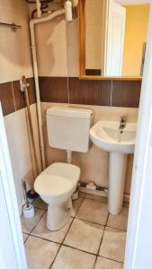 a bathroom with a toilet and a sink at Studio charmant avec balcon à Hyères - 20 m² - Vue sur jardin in Hyères