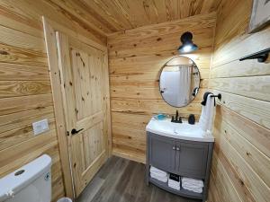 Ένα μπάνιο στο New! Pine Ridge Tiny Cabin with Hot Tub! +28 φωτογραφίες