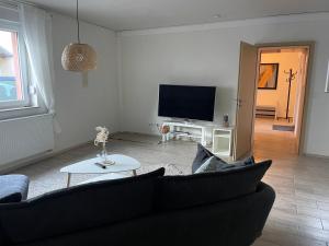 Televisyen dan/atau pusat hiburan di Ferienwohnung in Worms-Wiesoppenheim