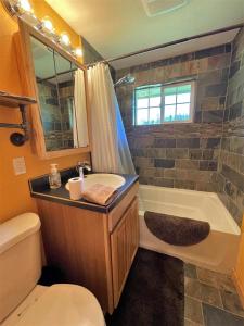 ein Badezimmer mit Waschbecken, Badewanne und Toilette in der Unterkunft Mountain View in Packwood