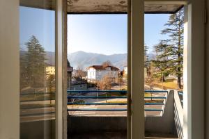 a view from the window of a building at Yapka Rooms in Tolmin