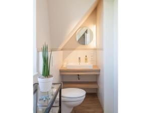 a bathroom with a toilet and a sink at Dünenhuus Ost Modern retreat in Juist +29 photos