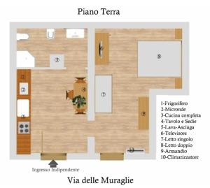 a floor plan of a small apartment with a room at Le Antiche Mura in Sassari