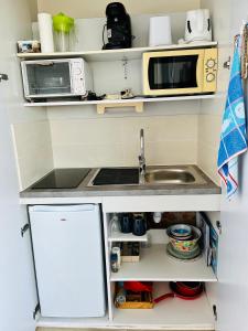 Cuisine ou kitchenette dans l'établissement Studio vue mer-port Arcachon