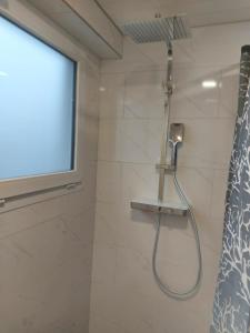 a shower with a shower head in a bathroom at good bed wynau in Wynau +5 photos