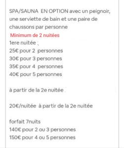 uno screenshot di un cellulare con una lista di numeri di La Remise de Guytou et Spa a Cheval-Blanc