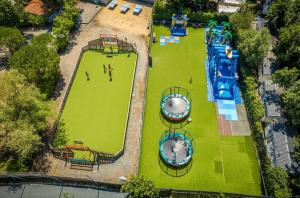 an aerial view of a playground with a water park at ZEcamping animé dog friendly familial piscine couverte in Saint-Georges-dʼOléron