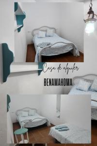a collage of photos of a room with two beds at Casa González in Benamahoma +1 photo