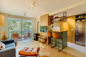 Kuchyň nebo kuchyňský kout v ubytování Apartamento c/ 2 Suítes e Churrasqueira MDE0406