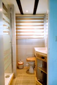 a bathroom with a toilet and a sink at Louloudia Bonsoy Jaune 12 huis in het bos met mooi uitzicht en kalmte in Blaimont