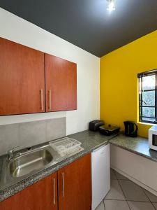 a kitchen with a sink and a counter top at Pass-through Apartments in Pretoria