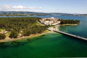 an aerial view of a small island in the water at Casa Conricado in O Grove