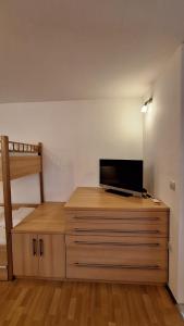 a bedroom with a dresser with a television on top of it at Apartment Seka in Podčetrtek +8 photos