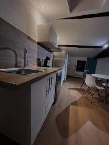 eine Küche mit Spüle und Arbeitsplatte in der Unterkunft L 'Écrin de Trévoux 3 Chambres confort in Trévoux + 2 Fotos