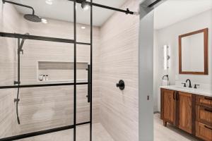 a bathroom with a shower and a sink at Family Snowmass Getaway Minutes To Ski & Village - 229 #36 in Snowmass Village
