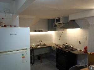 布宜诺斯艾利斯Calida habitacion edificio historico的配有白色冰箱和水槽的厨房