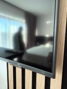 a television screen with a blurry picture of a person at Marmotta Paltinis in Păltiniş