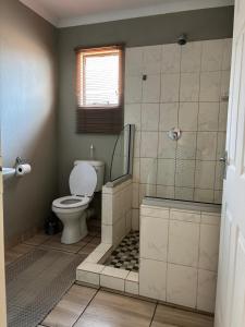 乌平通High Breeze Lodge的带马桶和淋浴的浴室