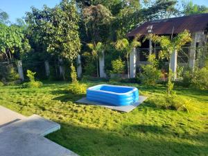 a blue tub sitting in the middle of a yard at U Cube Staycation in Manaoag