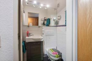ein kleines Badezimmer mit Waschbecken und Toilette in der Unterkunft Apartment Todtmoos 3 in Todtmoos + 11 Fotos
