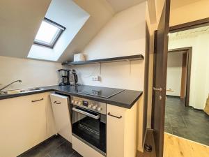 a small kitchen with a stove and a sink at Apartment Frank-2 by Interhome in Feldkirchen in Kärnten