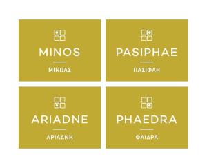 a set of four labels for a pizza at Matala Prime Villas in Matala