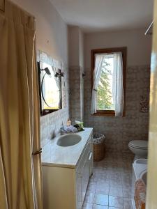 a bathroom with a sink and a toilet at Casa Angiolino, angolo di pace vicino all'Orrido di Gea in Villa dʼAiano