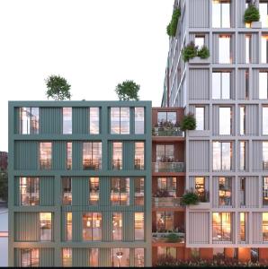 an architectural rendering of an apartment building with windows at SISI Apartment in Tirana