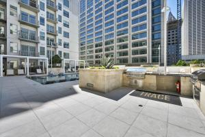 a patio in a city with tall buildings at Global Luxury Suites Midtown Atlanta in Atlanta