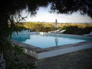 a large swimming pool with a view of the countryside at El Añadío in Vilches