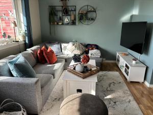 TV a/nebo společenská místnost v ubytování Konglefaret - apartment in Hønefoss
