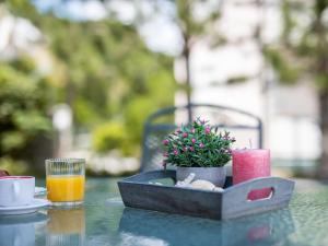 a table with a plant and a cup of orange juice at Apartment Mirta by Interhome in Šilo