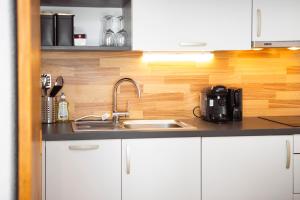 Kuchyň nebo kuchyňský kout v ubytování Apartmenthaus ROSE