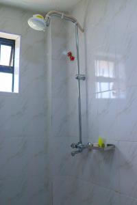 a shower with a glass door in a bathroom at Oltotoi Suites in Lukenya +53 photos
