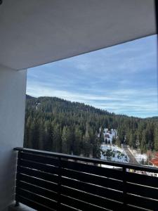 a view of a mountain from a window at Apartment Geronimo in Pamporovo