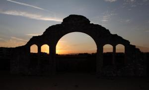 The sunrise or sunset as seen from a panziókat or nearby