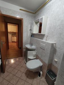 a bathroom with a toilet and a sink at Apartma Marea in Izola +6 photos