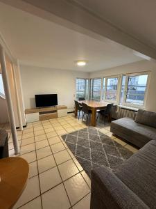 辛根Diti Apartment Singen的客厅里有一张沙发和一张桌子。