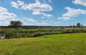 un campo con erba verde e un cielo azzurro con nuvole di Nice Home In Karszewo With Wi-Fi a Karszewo Altre 11 foto