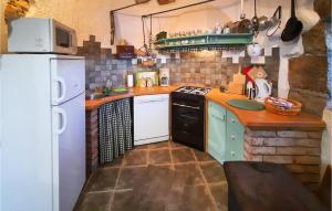 kuchnia z białą lodówką i kuchenką w obiekcie Beautiful Home In Lovran With Wifi w mieście Lovran +37 zdjęć