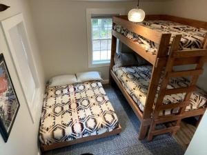 1 dormitorio con litera y escalera de litera en Cabin in the Woods, en Hillsborough