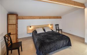 a bedroom with a large bed and a chair at Lovely Home In Villes-Sur-Auzon in Villes-sur-Auzon +14 photos