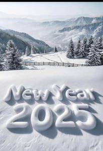 a new year sign in the snow on a mountain at Hotel Relax Inn in Nichinai