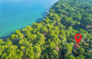 widok lasu z lotu ptaka z czerwoną mapą w obiekcie 1 Bedroom Cozy Apartment In Premantura w mieście Premantura