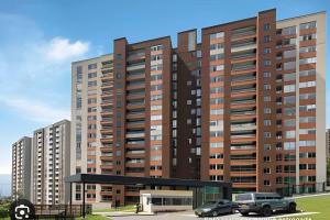 una rappresentazione di un grande edificio con auto parcheggiate di fronte di Moderno Apartamento Sabaneta- Century Tower II a Envigado