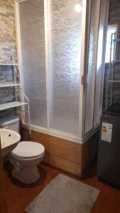 LencaにあるCabañas Refugio de Ceciliaのシャワー、トイレ、洗面台付きのバスルーム
