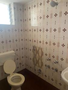 a bathroom with a toilet and a sink at Hotel The Baga Central in Baga +37 photos
